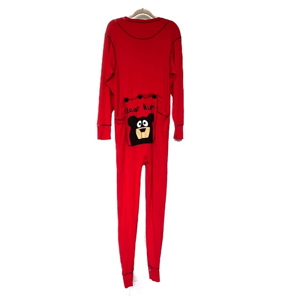 Lazy One Flap Jacks Long Johns Pajamas One Piece Size XL 100% Cotton Bear Bum - Picture 3 of 5